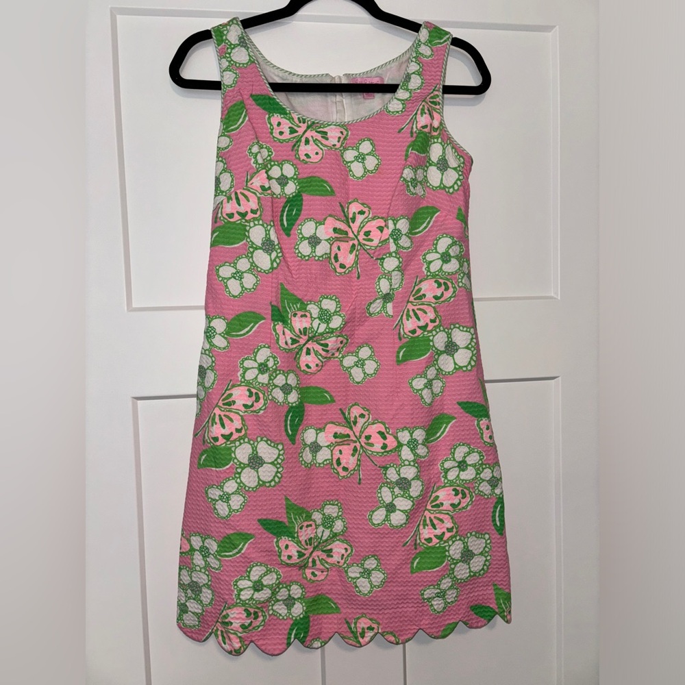 Lilly Pulitzer Pink and Green Floral Midi Dress